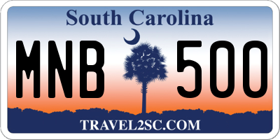 SC license plate MNB500