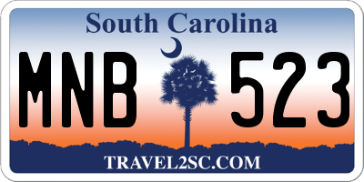 SC license plate MNB523