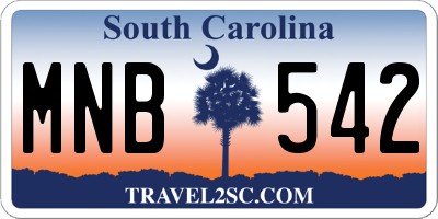 SC license plate MNB542