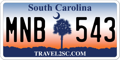 SC license plate MNB543