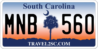 SC license plate MNB560