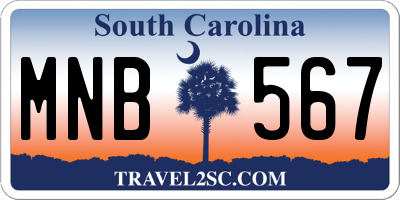 SC license plate MNB567