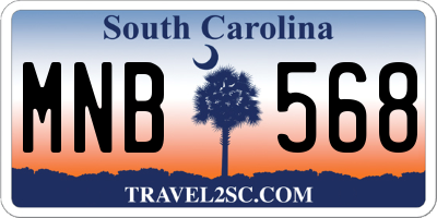 SC license plate MNB568