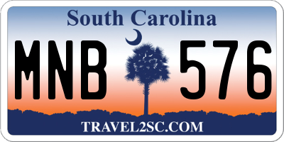 SC license plate MNB576