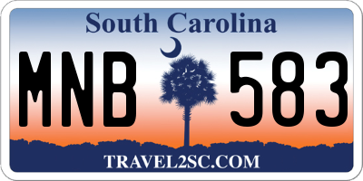 SC license plate MNB583
