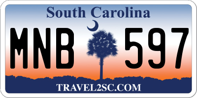 SC license plate MNB597