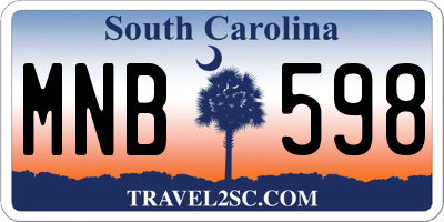 SC license plate MNB598