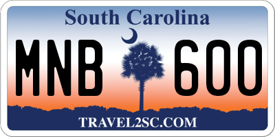 SC license plate MNB600