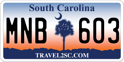 SC license plate MNB603