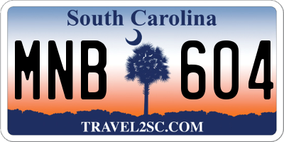 SC license plate MNB604