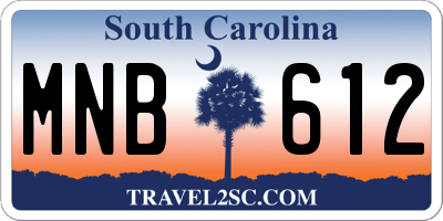SC license plate MNB612
