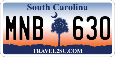 SC license plate MNB630
