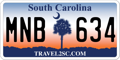 SC license plate MNB634