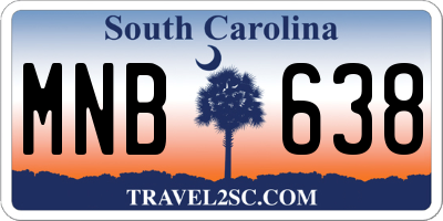 SC license plate MNB638