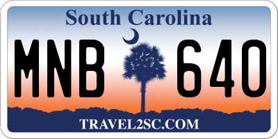 SC license plate MNB640