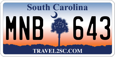 SC license plate MNB643