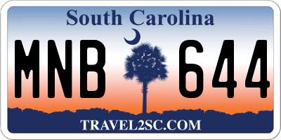 SC license plate MNB644