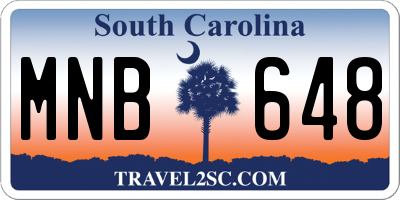 SC license plate MNB648