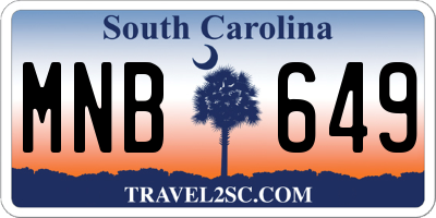 SC license plate MNB649