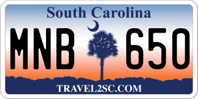 SC license plate MNB650