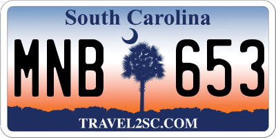 SC license plate MNB653