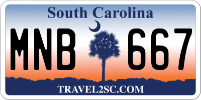 SC license plate MNB667