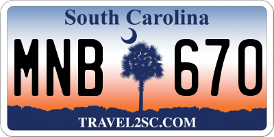 SC license plate MNB670