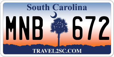 SC license plate MNB672