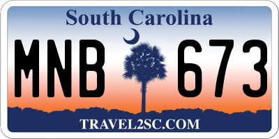 SC license plate MNB673