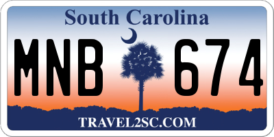 SC license plate MNB674