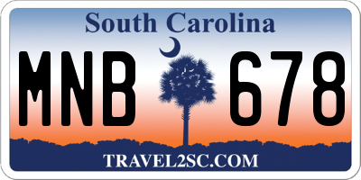 SC license plate MNB678