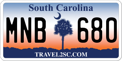 SC license plate MNB680