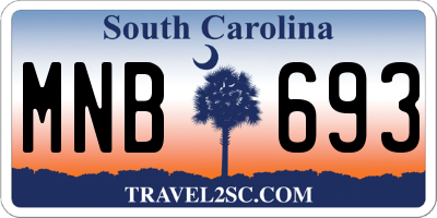 SC license plate MNB693