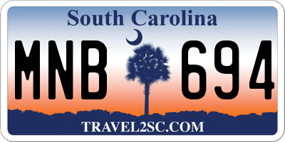SC license plate MNB694