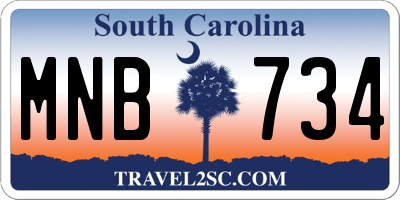 SC license plate MNB734