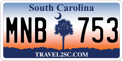 SC license plate MNB753