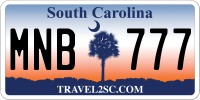 SC license plate MNB777