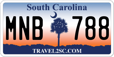 SC license plate MNB788