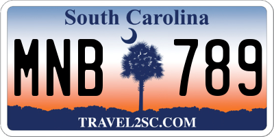 SC license plate MNB789