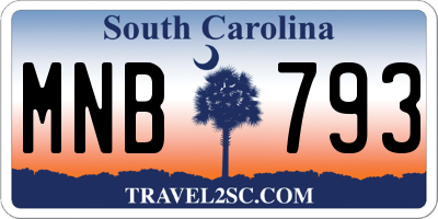 SC license plate MNB793
