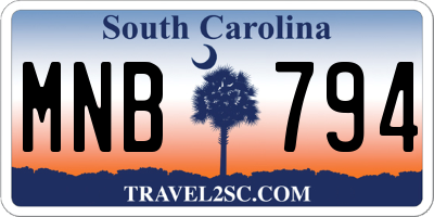 SC license plate MNB794