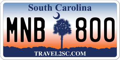 SC license plate MNB800