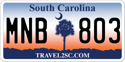 SC license plate MNB803