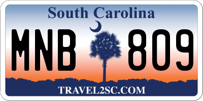 SC license plate MNB809