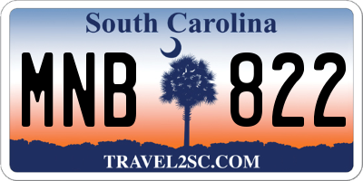 SC license plate MNB822