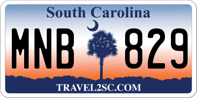 SC license plate MNB829