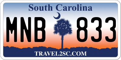 SC license plate MNB833