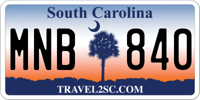 SC license plate MNB840