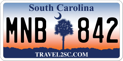 SC license plate MNB842