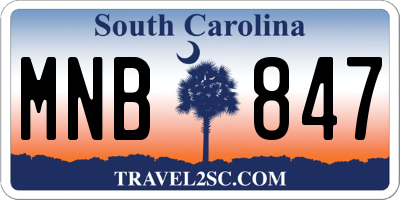 SC license plate MNB847